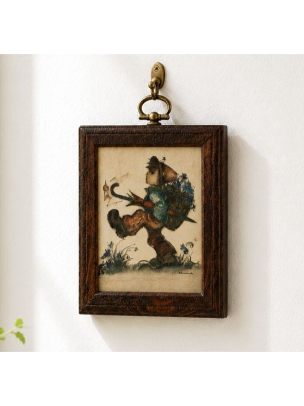 Vintage Hummel Wall Art In Wooden‎ Frame With Brass Hanger Handcrafted In Canada